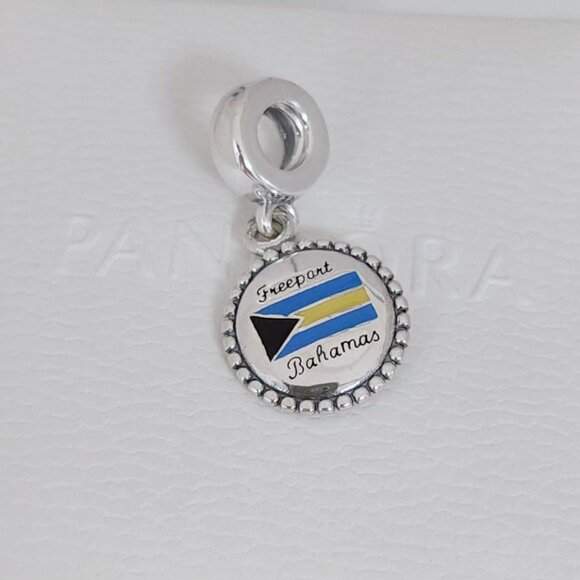 Pandora Freeport Bahamas Flag Dangle Charm S925 Silver with box - Picture 5 of 12